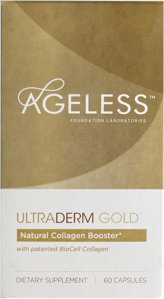 Ageless UltraDERM Gold - Natural Collagen Booster with BioCell Collagen - 60 Count