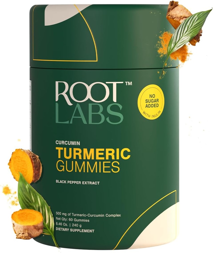 Turmeric Gummies I No Added Sugar I 95% Curcumin & Schwarz Pfeffer Extrakt I für Erwachsene & Kinder I Non-GMO I 100% Natural & Organic I Third Party Tested I 500 mg I 60 Gummy