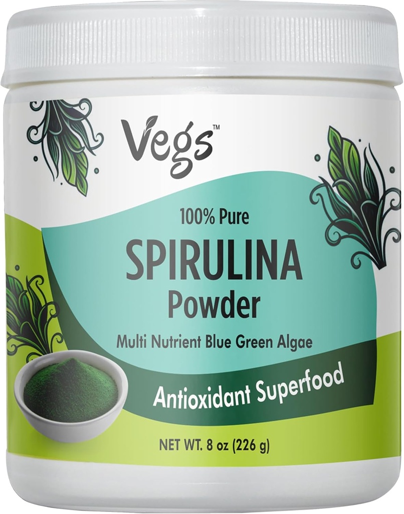 Bio-Sprulina-Pulver - Blaugrüne Algen Pflanzen-basierte Superfood-Mischung - Antioxidant-Rich mit Chlorophyll, Vitamine & Minerale für Reinigung, Energie & Immunität Unterstützung - Vegan, Non-GMO - 8 Unze