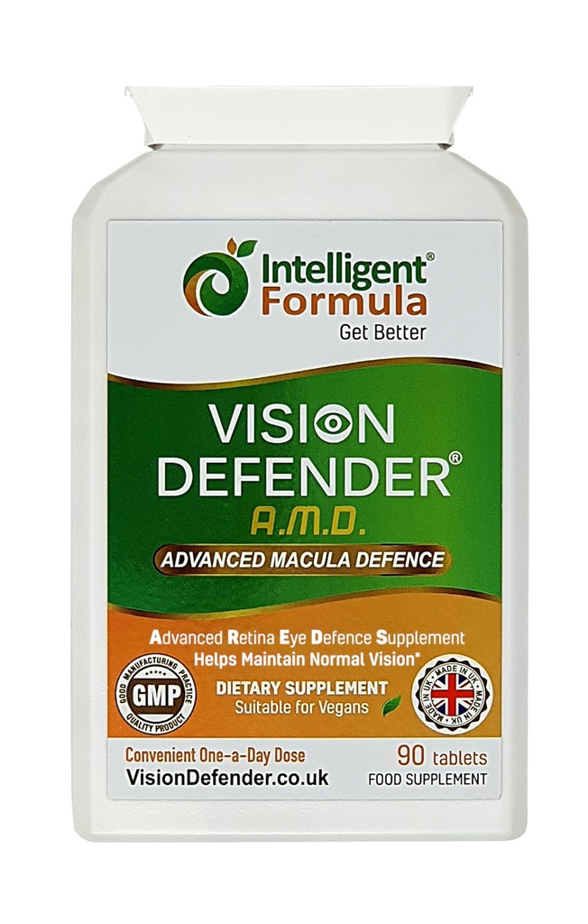 Vision Defender AMD AREDS2 Augen Vitamine – Exact AREDS 2 Formel mit Lutein & Zeaxanthin, Vitamine C & E, Zink 25 mg & Kupfer – Einmal täglich Vegan Augengesundheitsergänzung, 90 Tabletten