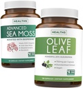 Sea Moss & Olive Leaf Extract (1-Month Supply) Olive Moss Blend - Organic Irish Sea Moss - Raw Vegan Supplement (60 Caps) & Olive Leaf Extract Super Strength: 20% Oleuropein - Vegetarisch (120 Caps)