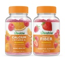 Lebensfähiges Kalzium mit Vitamin D + Prebiotic Fiber 5g, Gummies Bundle - Große Verkostung, Vitamin-Ergänzung, Glutenfrei, GMO frei, Kaubar