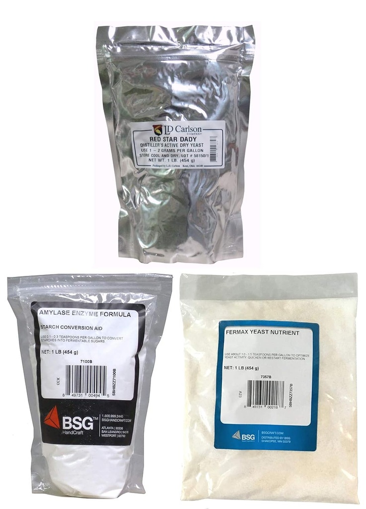 1 lb Amylase Enzym - 1lb DADY Destiller Hefe - 1lb Fermax Nährstoff