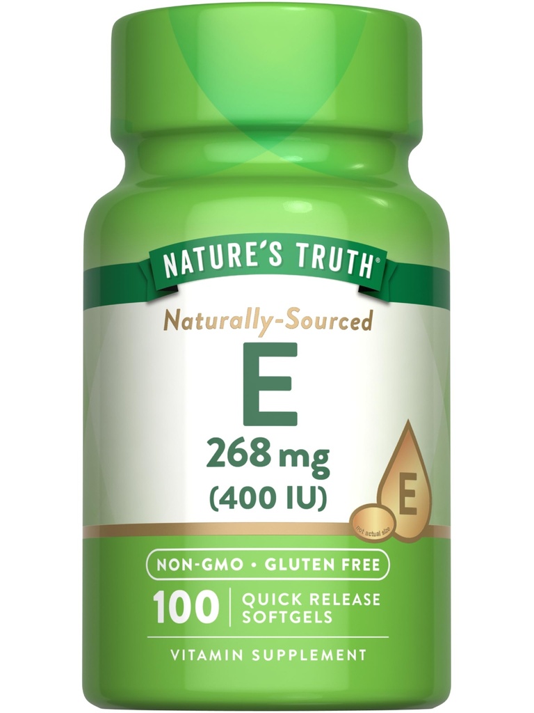 Nature's Truth Vitamin E 400 IU Softgels | 268mg | 100 Count | Non-GMO & Gluten Kostenlose Ergänzung