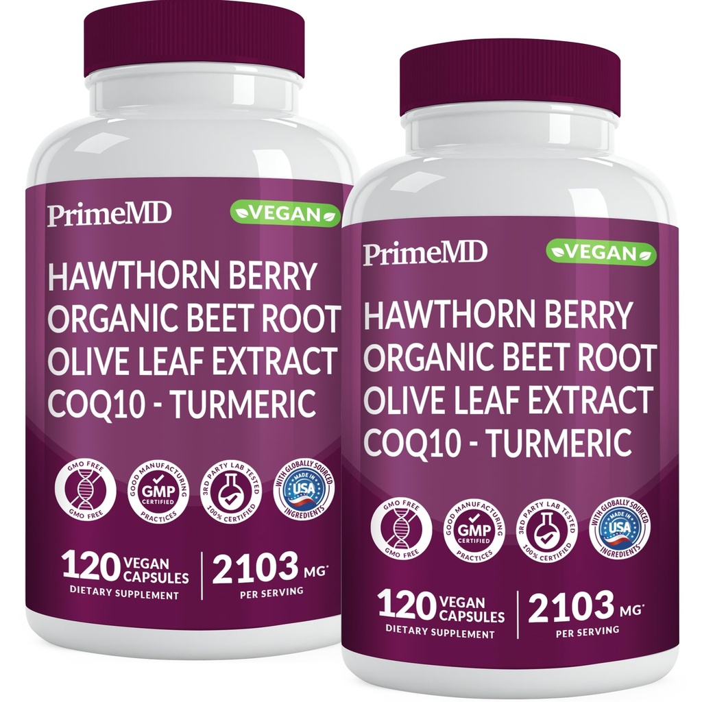 26-in-1 Nitric Oxid Supplement - Herz- und Zirkulationsunterstützung mit CoQ10, Kurkuma, Organic Beet Root, Hawthorn Berry & Garlic - 2103mg pro Servierung (120ct, Packung 2)