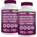 Supplément à oxyde nitrique 26-en-1 - Soutien cardiaque et de la circulation avec CoQ10, racine de betterave curcuma, bio, baies et ail d'épine - 2103mg par portion (120ct, paquet de 2)