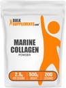 BulkSupplements.com Poudre de collagène marin - Supplément de peptides de collagène marin, pour cheveux, peau et ongles - Hydyrolyzed et sans gluten, 2,5g par portion, 500g (1,1 lb) (paquet de 1)