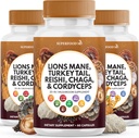 Lions Mane Mushroom Supplement mit Türkei Tail Reishi Cordyceps Chaga mit Marshmallow Root - 180 Count