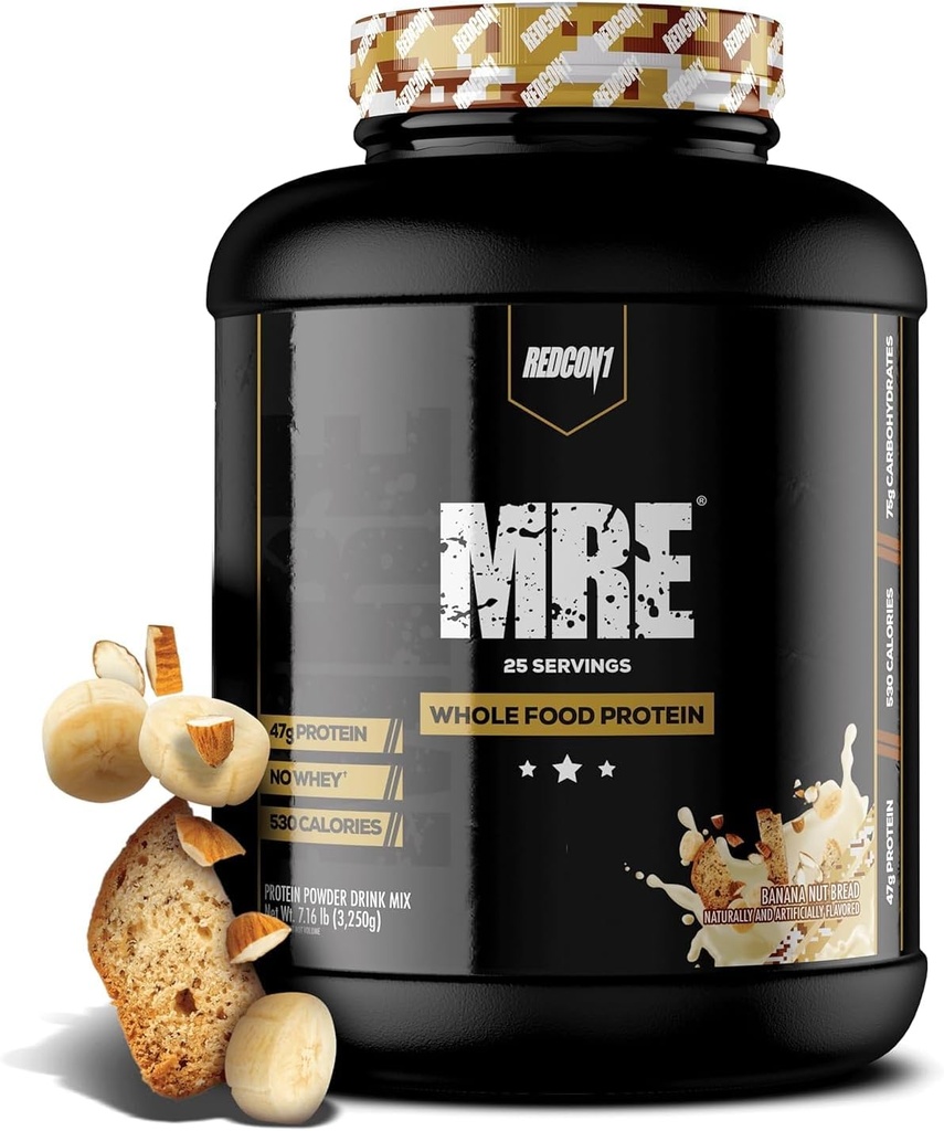 REDCON1 MRE Lite Whole Food Protein Powder, Banana Nut Bread - Low Carb & Whey Free Meal Ersatz mit Animal Protein Blends - Einfach zu digest Ergänzung mit MCT Ölen hergestellt (30 Portionen)