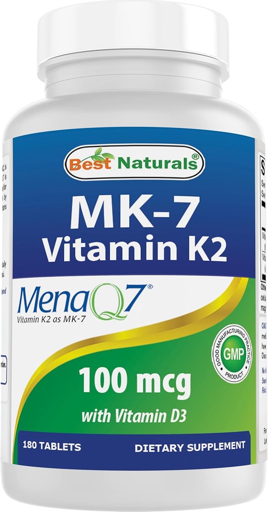 Best Naturals Vitamin K2 (MK7) mit D3 Supplement Knochen und Herzgesundheit (5000 IU Vitamin D3 & 100 mcg Vitamin K2 MK7), 180 Tabletten