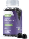 Viteey Sambucus Gummies de mûre aînée pour adultes – Gummies de vitamine C et d'immunité au zinc – Vegan, sans gluten – Compte 60