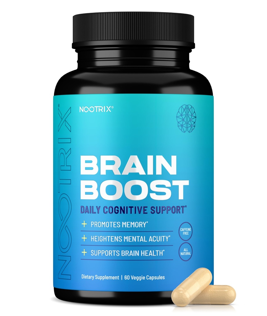Nootrix Brain Boost Nootropic Supplement soutient la mémoire, la concentration mentale, la santé cognitive et l'énergie.