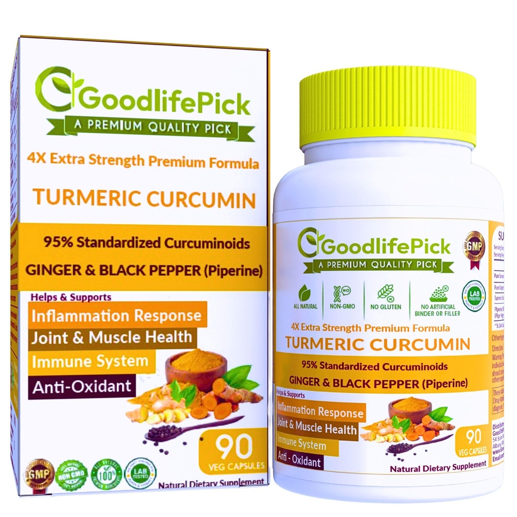Premium Turmeric Capsules mit Ginger und Black Pepper. Kurkuma Ergänzung aus Kurkuma 95% Curcuminoide & Ginger Root AllNatural NonGMO NO Rice Powder NO Stearate NO Silica NO Gluten 90ct