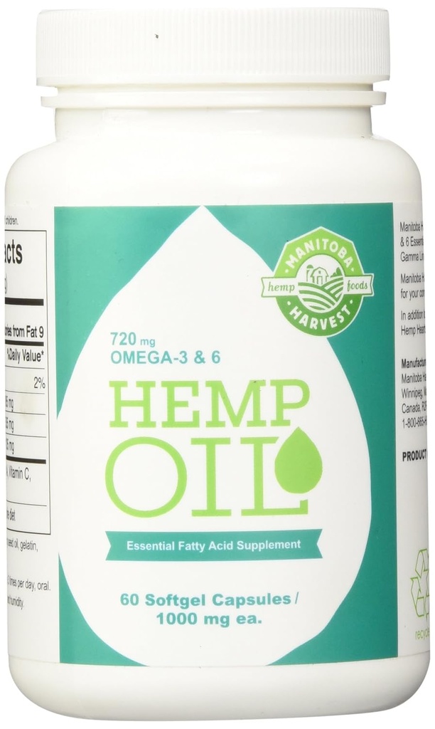 Manitoba Ernte Hanföl, 60 Softgel Kapseln (Pack von 3)