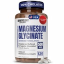 Glycinate de magnésium 500mg - Supplément de magnésium à haute absorption chélaté et tamponné pour soutenir le stress, la digestion, les os, le sommeil, les nerfs et la santé musculaire - Fabriqué aux États-Unis - 120 Capsules Vegan