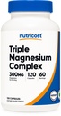 Nutricost Triple Magnesium Complex (300mg, 120 Kapseln) - aus Di-Magnesium Malat, Bisglycinat und Citrat, 60 Portionen