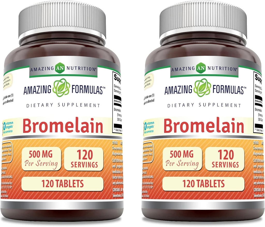 Erstaunliche Formeln Bromelain 500 Mg Tabletten Supplement | Non-GMO | Gluten Free | Made in USA (120 Count | 2 Pack)
