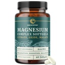 Triple Magnesium Softgels | Citrat, Malat, & Oxide | Höchstabsorbierbare Magnesium-Ergänzung für Verdauung, Beruhigung, Leg Cramps, & Schlaf-Unterstützung | 300mg Complex | Einfach zu schlucken Weichgele | 60 Graf