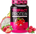 Nutrologie TRIPACT Protein Pulver - 7-in-1 Meal Ersatz Shake mit Gras Fed Whey Protein Pulver, Pea, Reis, Grüns für Muskel-Recovery & Immunität, Superberry Flavor, 40 Servierungen