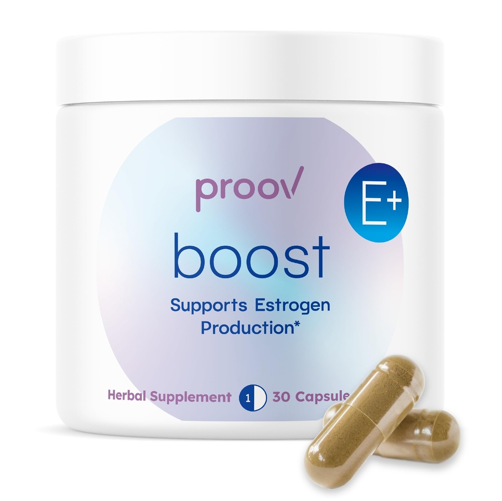 Proov - Boost Supplement für Damen - Promotes Estrogen Produktion - Fruchtbarkeit & Menopausal Unterstützung für Frauen - Hormonal Balance - Abend Primrose Öl Red Clover, Dong Quai, Black Cohosh - 30 Kapseln