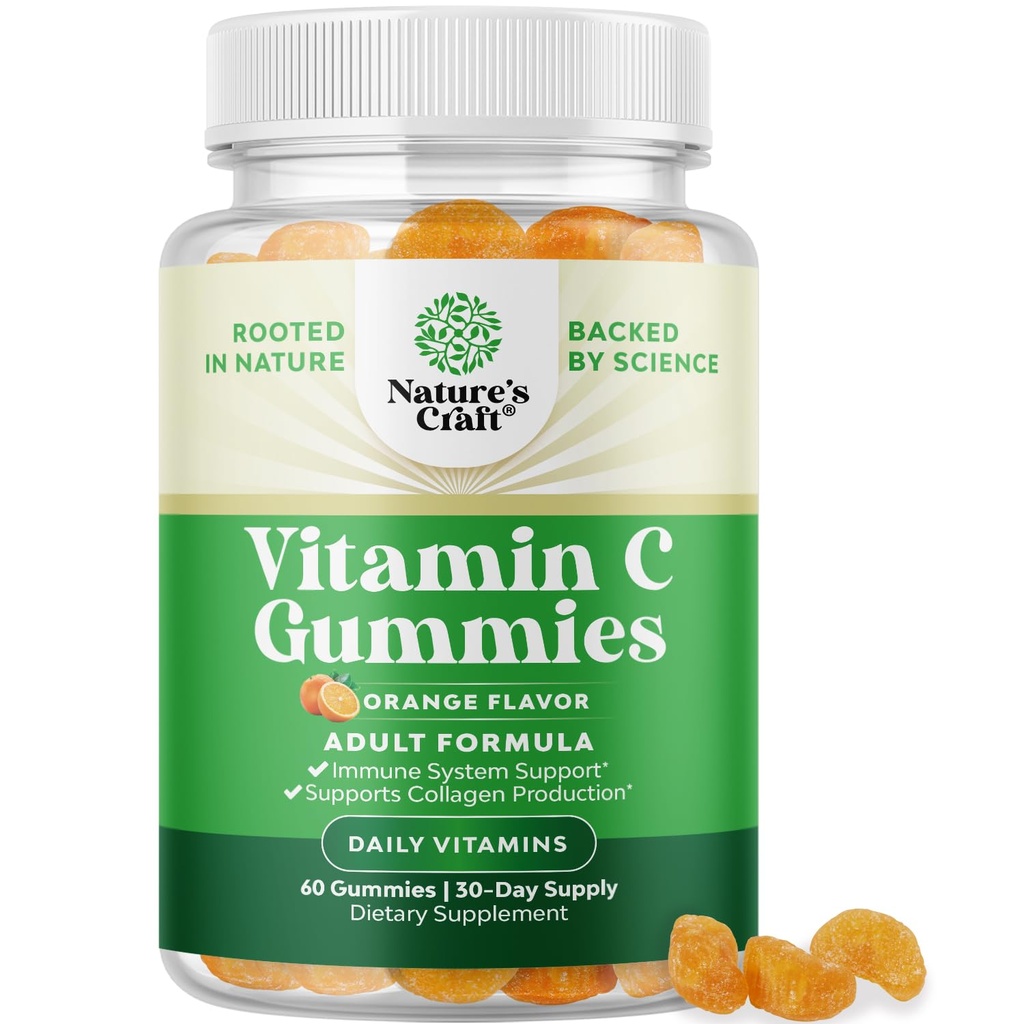 Gommies à croquer Vitamine C pour adultes - Gommies de soutien halal Vitamine C - Acide ascorbique Booster naturel de l'immuno-gummy pour adultes et Vitamines naturelles de l'immuno-gummy