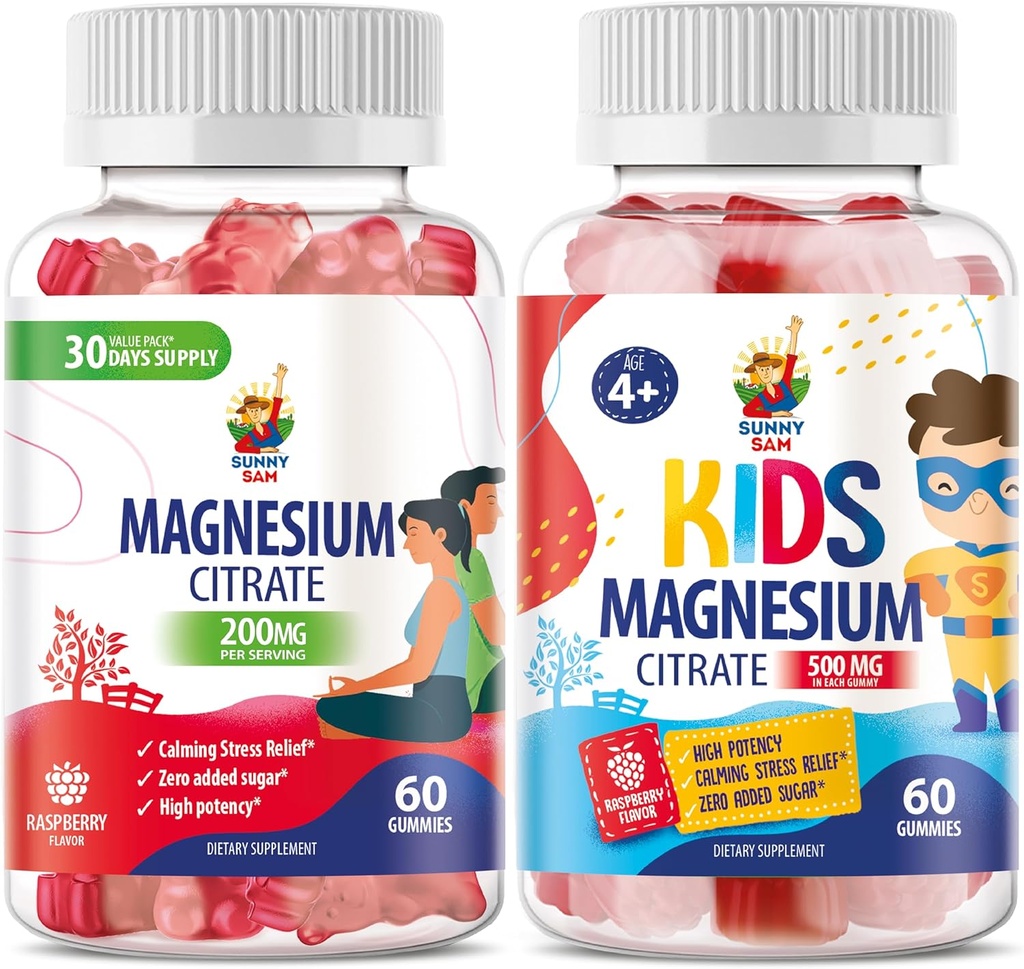 Magnesiumgummis für Kinder & Erwachsene - 500mg - Kalm Magnesium Kaugummis - Magnesium Citrat Kaubare Ergänzung für Mood & Muskelunterstützung