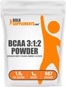 BulkSupplements.com BCAA 3:1:2 Poudre - BCAA Suppléments, Acides aminés à chaîne ramifiée Poudre - Sans aromatisants et sans gluten, 1,5g par portion, 1kg (paquet de 5) (11 lbs)