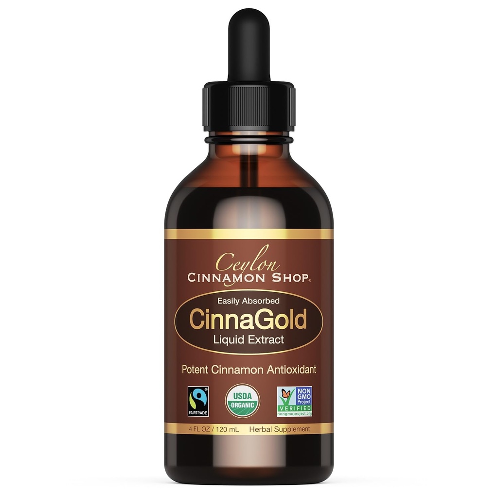 Ceylon Cinnamon Shop CinnaGoldTM Organic Ceylon Cinnamon (100% Zertifiziert) Beilage, High-Potency Liquid Extract, 4 oz. – Super Antioxidant