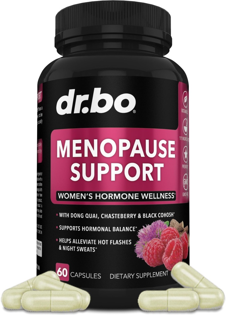 Suppléments de ménopause pour les femmes Support Pills - Relief de ménopause naturelle pour les flashes chauds, les sueurs nocturnes et les échangistes avec Dong Quai, Chasteberry & Black Cohosh - Supplément Hormone Balance pour les femmes