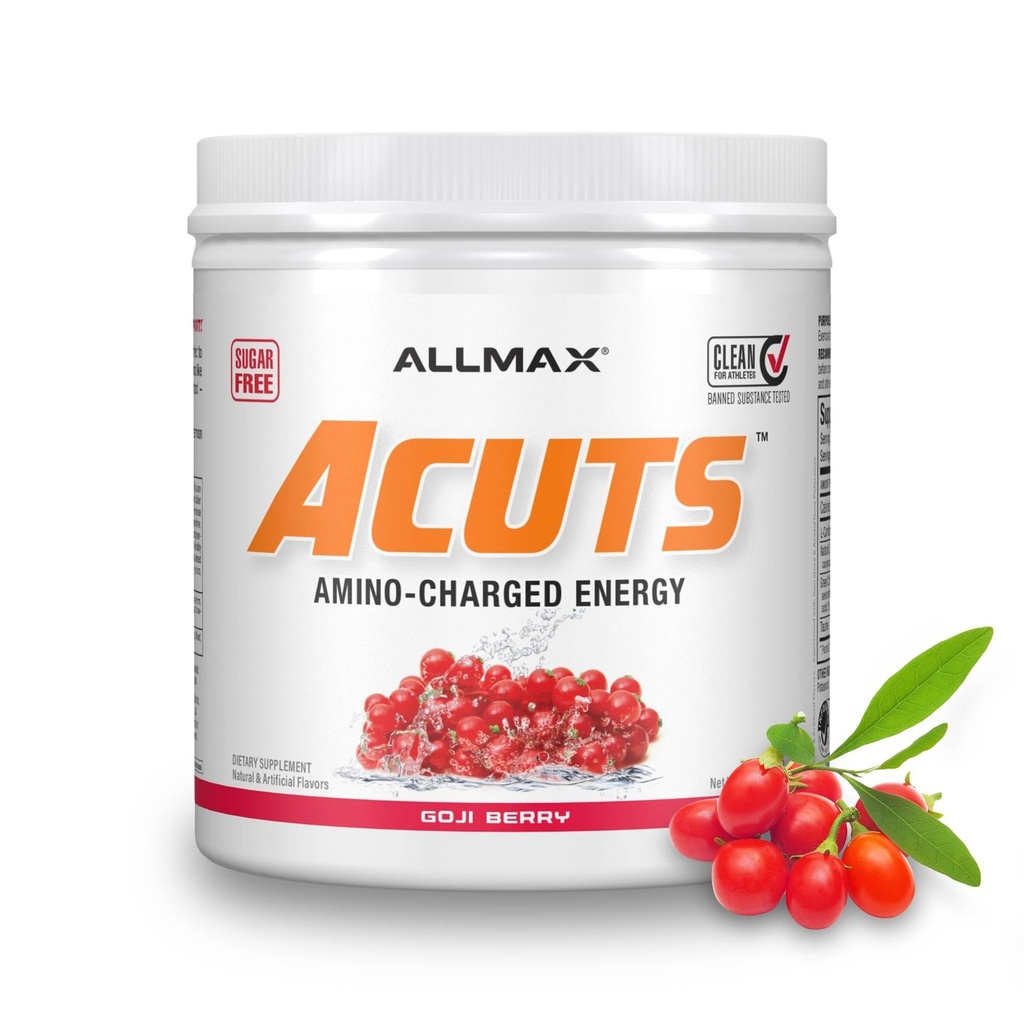 ALLMAX Nutrition AMINOCUTS (ACUTS), boisson énergétique avec Taurine, L-Carnitine, Extrait de fève de café vert, Goji Berry Martini, 30 portions