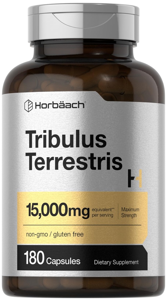 Horbäach Tribulus Terrestris for Men | 180 Capsules | Maximum Strength | Non-GMO, Gluten Free Extract Supplement