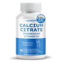 Citrate de calcium Magnésium Vitamine D3 - Soutien os sains, nerve et muscle, absorption - Fabriqué et testé aux États-Unis