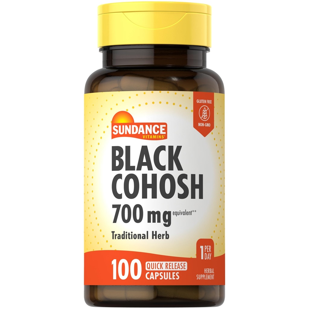 Sundance Black Cohosh 700mg.100 Capsules à libération rapide.
