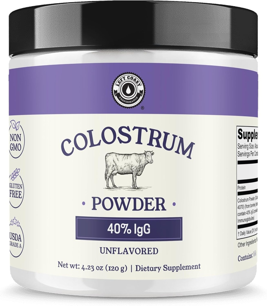 Colostrum Powder 40% IgG – USA Sourced Bovine Colostrum Supplement for Immune Support, Gut Health, Muscle Recovery, and Overall Wellness - Single Ingredient, No Additives, Non-GMO - 60 Portionen