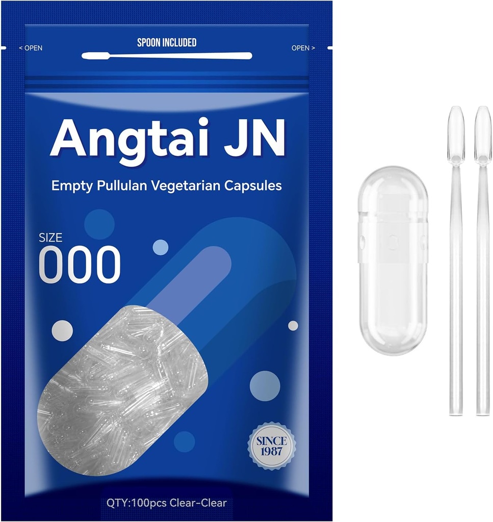 Capsules vides Taille 000 - Effacer Capsules véganes remplissables(100 Nombre) Taille 000 Capsules de Pullulan vides avec deux cuillères Micro Lab,- Capsules veggies Caps vides pour bricolage vos propres suppléments
