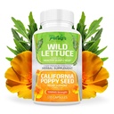 Parker Naturals Wild Lettuce Extrakt & California Poppy Seed Supplement, 2 Way Premium Stärke Kräuterergänzung für gesunde Schlaf & Relief Unterstützung, 120 Kapseln