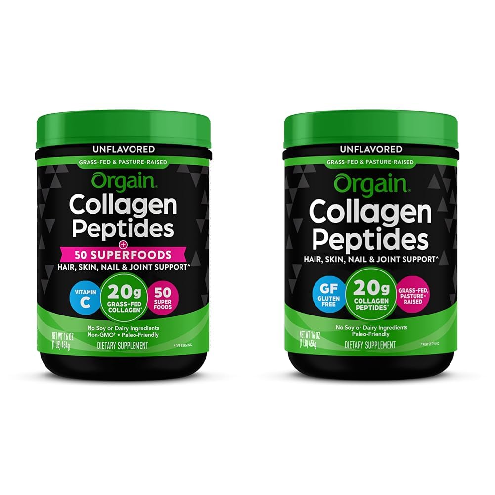 Orgain hydrolysiertes Kollagenpulver + 50 Bio-Superfoods, 20g Gras Fed Collagen Peptides & hydrolysiertes Kollagen-Pulver, 20g Gras Fed Collagen - Haar, Haut, Nagel & Gelenk