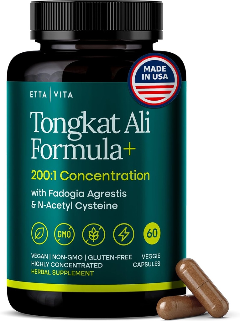 Potent Longjack - Tongkat Ali & Fadogia Agrestis Supplément pour les hommes et les femmes Énergie, T Support, Lean Muscle Growth & Recovery, Hormonal Balance, Pré-travail avec Vegan NAC foie Detox & Cleanse