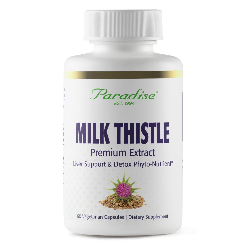 Paradise Kräuter Milchdistel, aktive Ganze Spectrum Extrakt, Vegan, Non GMO, Glutenfrei, 60 vegetarische Kapseln