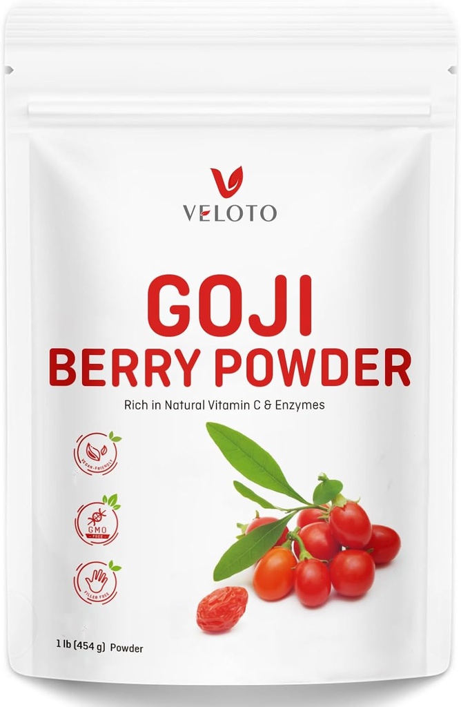 Poudre de baies de Goji, extrait de mûrier 10:1 Poudre d'extrait de baies de Goji pure pour la santé des yeux, antioxydant naturel de vitamine C, non-OGM, sans gluten, sans sulfate, 1 lb (16Oz)