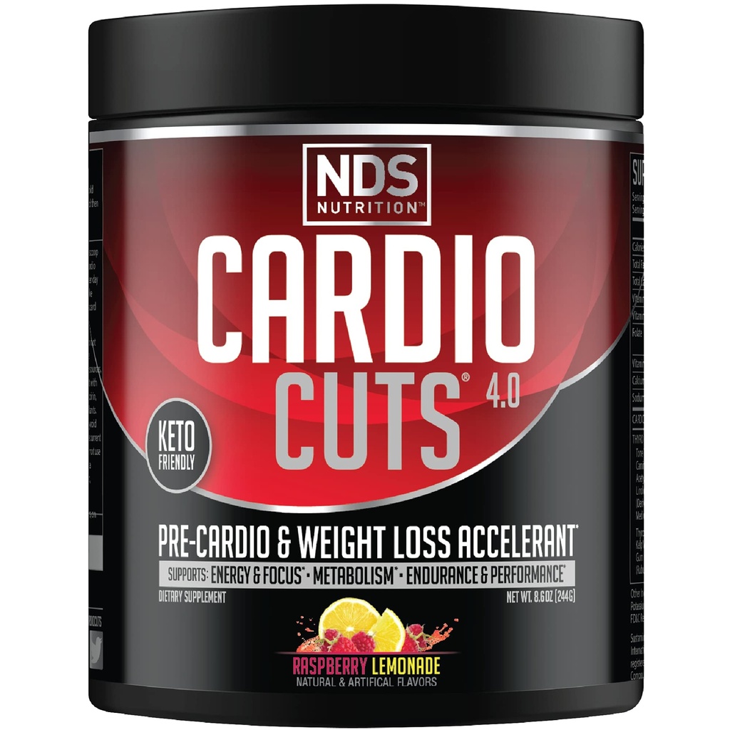 NDS Nutrition 4.0 Pre Workout Supplement - Advanced Weight Loss and Pre Cardio Formula mit L-Carnitin, CLA, MCTs, L-Glutamin und Safflower Oil - Razz Lemonade (40 Servings)