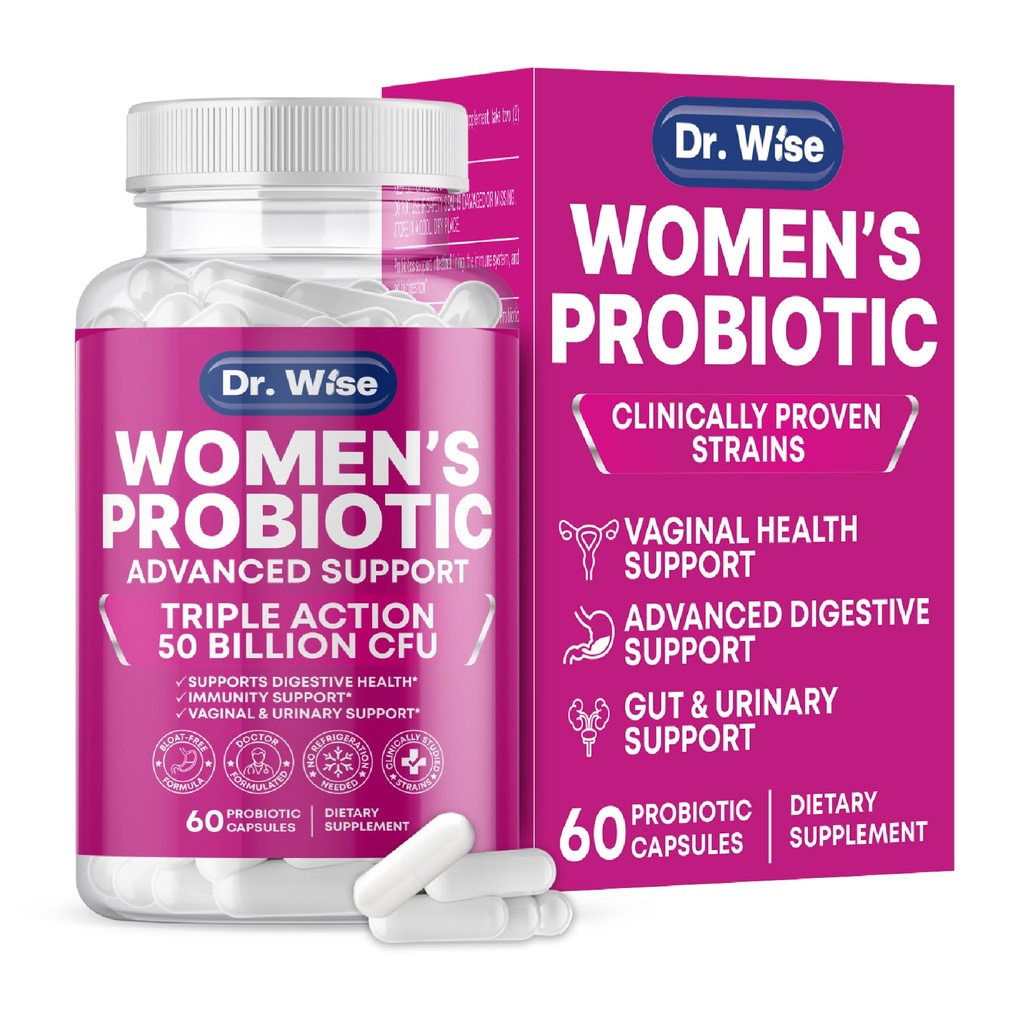 Frauen Probiotic 50 Billion CFU – Unterstützt Verdauung, Bloating Relief, Vaginal Odor & pH Balance – Urinary Tract & Gut Health – Klinisch Geforschte Strains – Non-GMO, 60 Kapseln