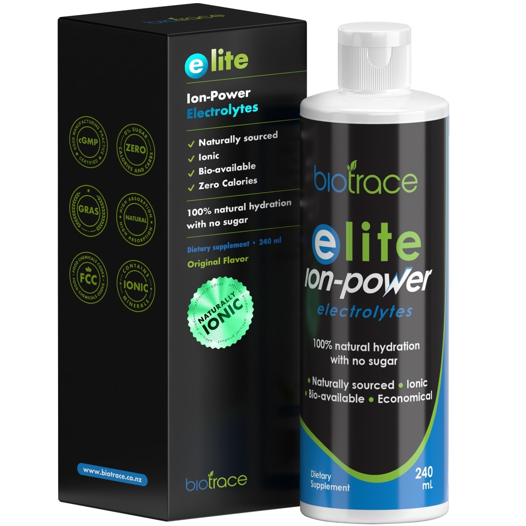 BioTrace Elite Ionic Elektrolyt Tropfen | 0 Kalorien 0 Zucker 0 Carbs | Schnelle Hydration, Stamina, Energie, Muskelrückgewinnung | Spuren Mineralien Elektrolyte | 30%+ Mehr Kalium Magnesium Chlorid | 8 fl oz