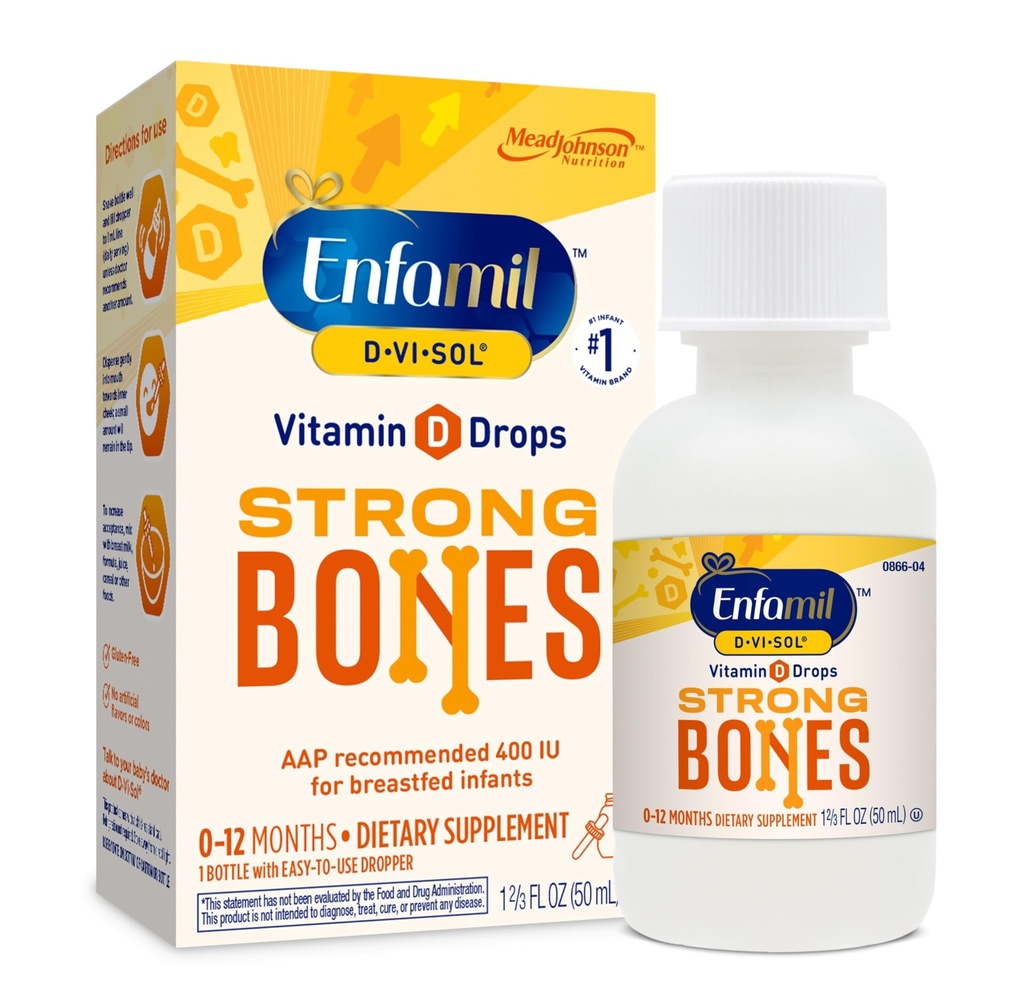 Enfamil Baby Vitamin D-Vi-Sol flüssige Vitamin D Tropfen, unterstützt starke Zähne & Knochen Entwicklung, 50mL Flasche