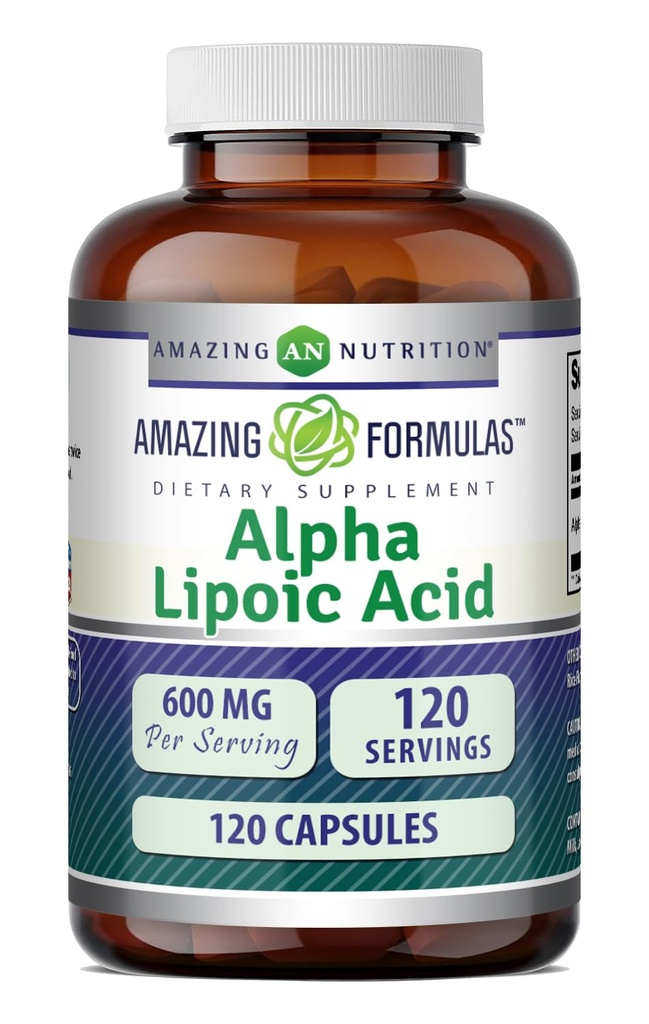 Erstaunliche Formeln Alpha Liponsäure | 600 Mg pro Servierergänzung | Kapseln | Non-GMO | Gluten Free | Made in USA (Unflavored)