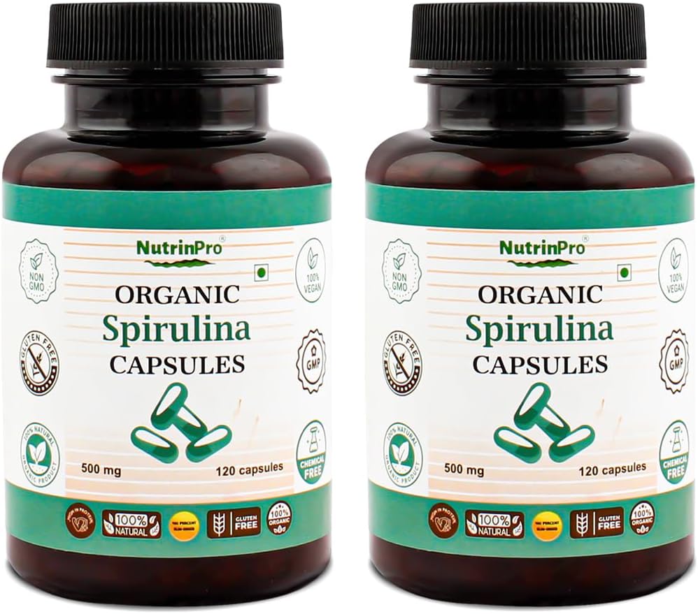USDA Organic Spirulina Kapseln - 100% reine Vegan-Ergänzung, Non-GMO, Gluten-frei, chemisch-frei, (240)