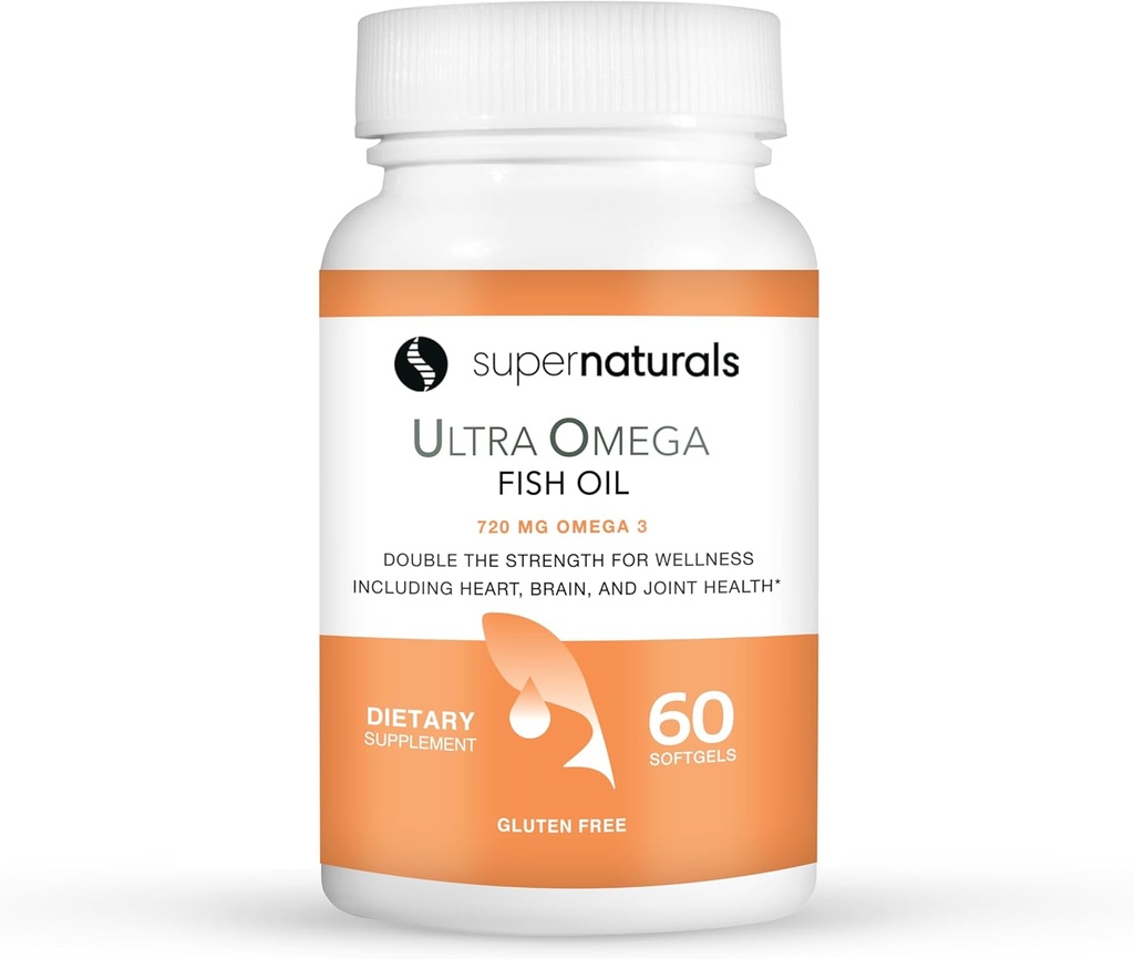 Super Natural Ultra Omega Fish Oil - Omega 3 Fatty-Acids EPA DHA - unterstützt Gehirn erhöht Funktion, unterstützt Nerve und Augengesundheit 1200mg/720 Omega-3-60 Kapseln