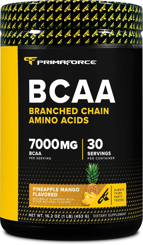 Primaforce BCAA Powder (Pineapple Mango) (30 Servierungen) - 7000MG 2:1:1 BCAAs, Post-Workout Recovery Drink mit Aminosäuren und Real Salt für Männer & Frauen