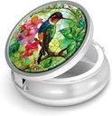 Pill Box-3 Compartiment petit étui de pilule pour la purse et la poche Mini porte-pilules métalliques Conteneur de pilule de voyage pour tenir des suppléments de vitamines sans BPA (Cummingbird)