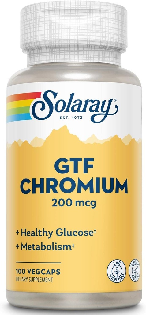 Solaray GTF Capsules de chrome, 200 mcg, 100 Count.
